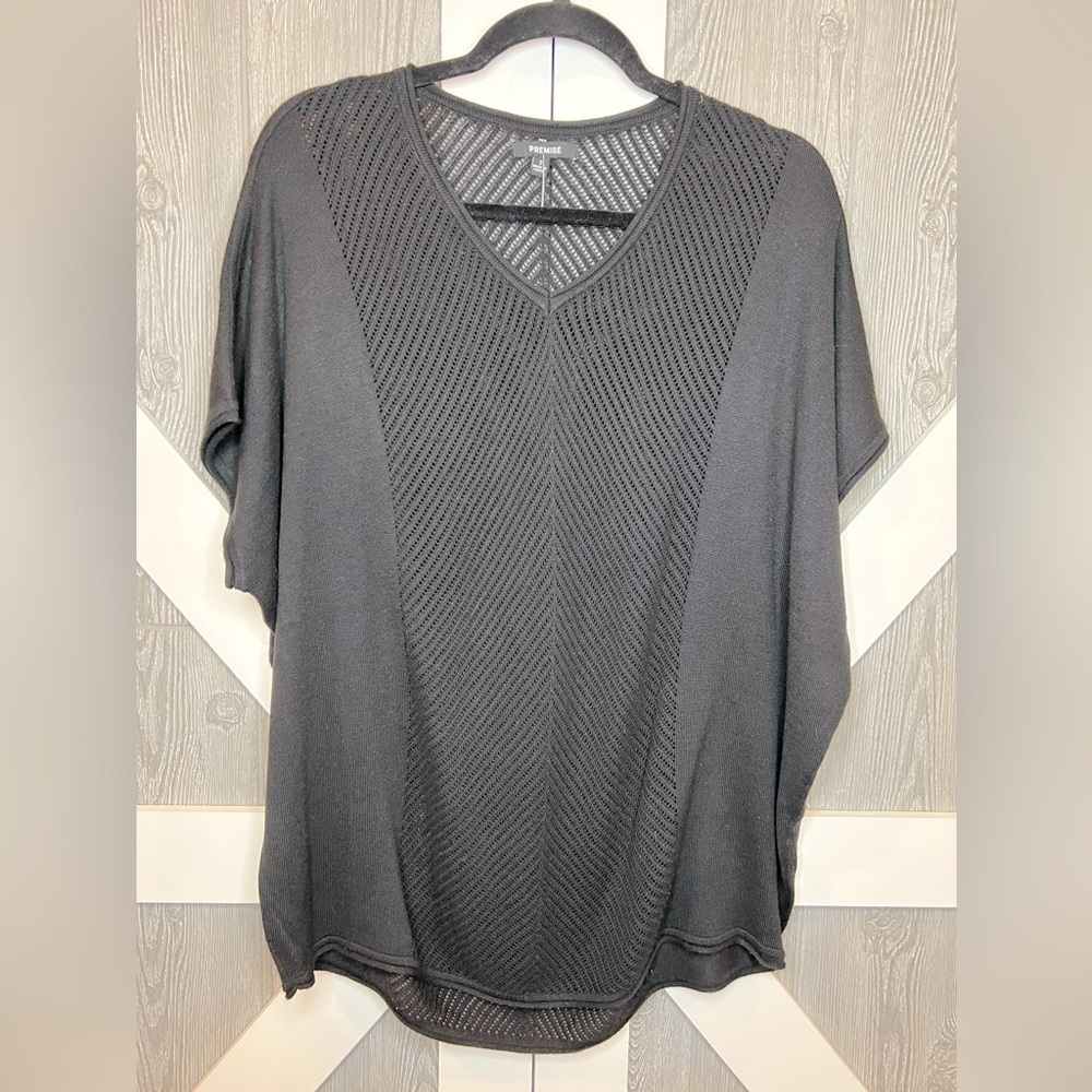 B14.19 Premise black open weave poncho sweater S